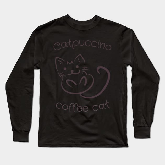 Coffee Cat Catpuccino Long Sleeve T-Shirt by LichiShop